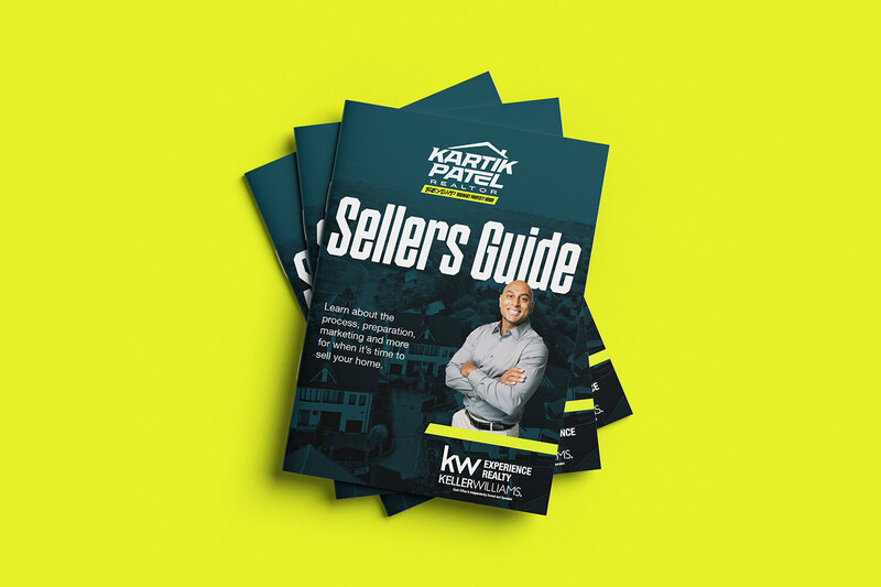 Sellers guide booklet for Kartik Patel Real Estate agent design by Amanda Newman Design in Paducah, Kentucky