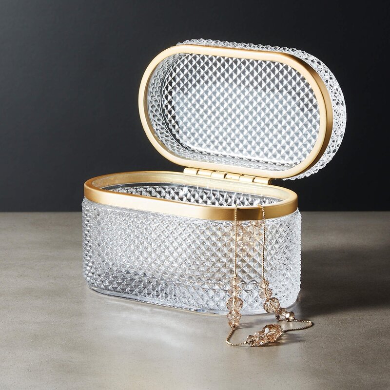 Luxury Gold and Textured Glass Jewelry Box