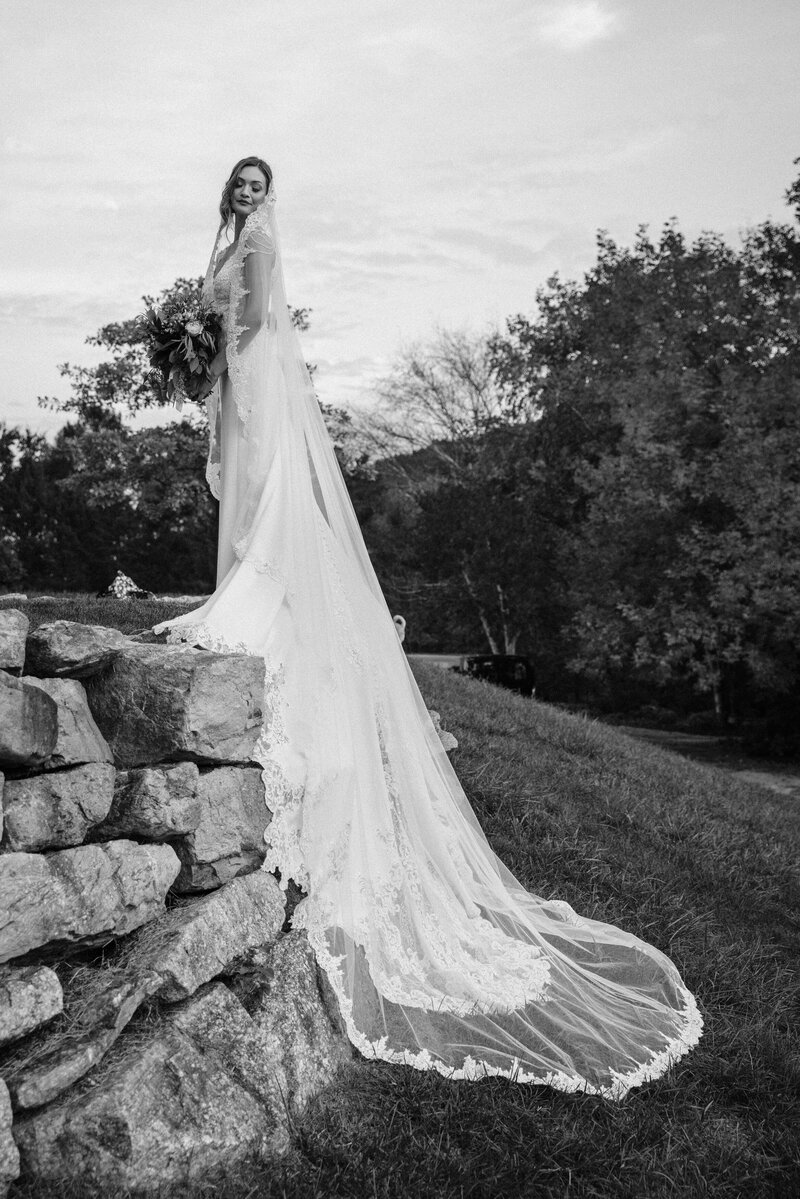 Wedding photographer takes timeless portrait of bride on wedding day in north jersey