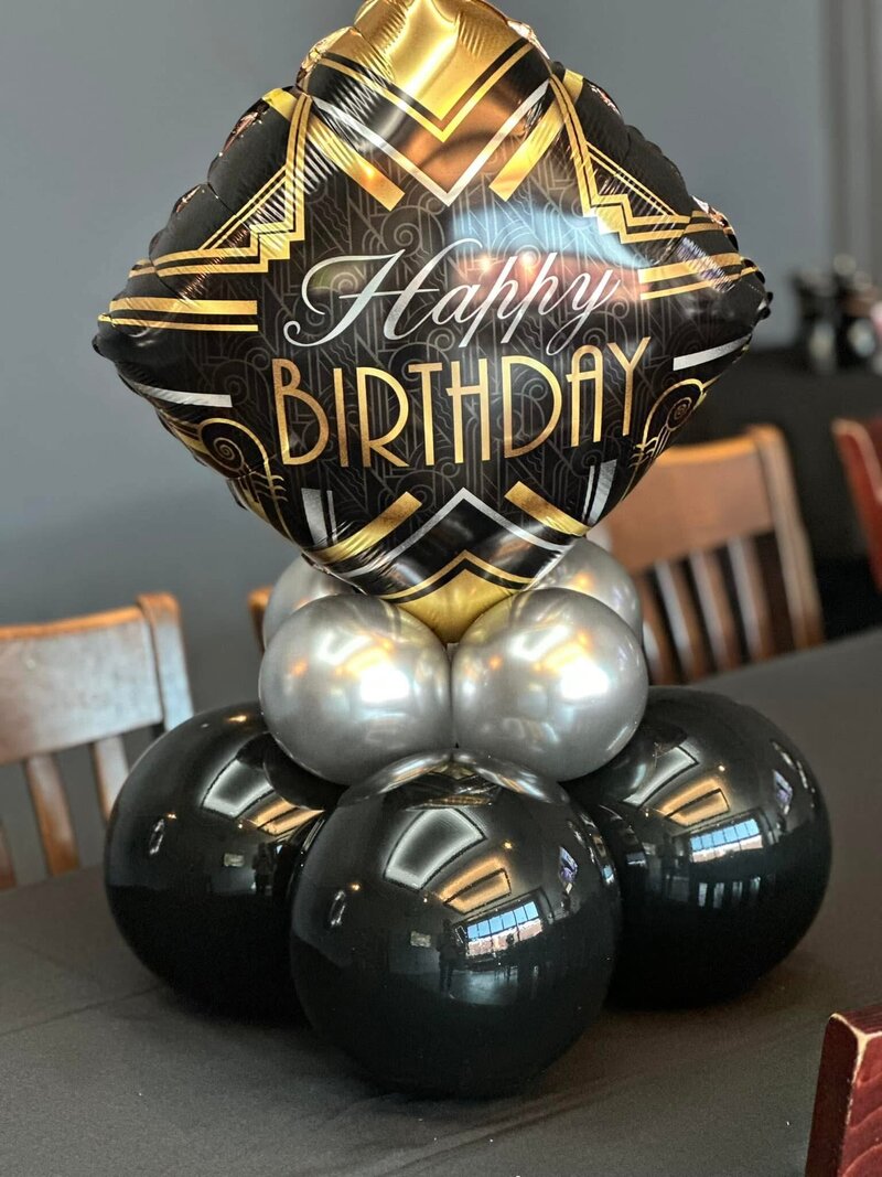 black and gold custom balloons for birthday