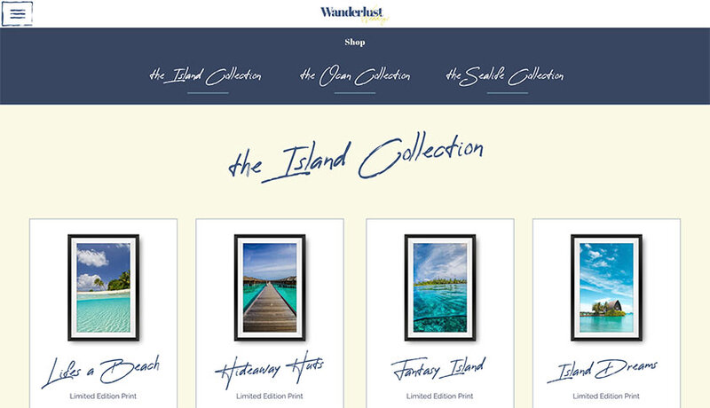Shop slideshow mobile website plus template Wanderlust Weddings