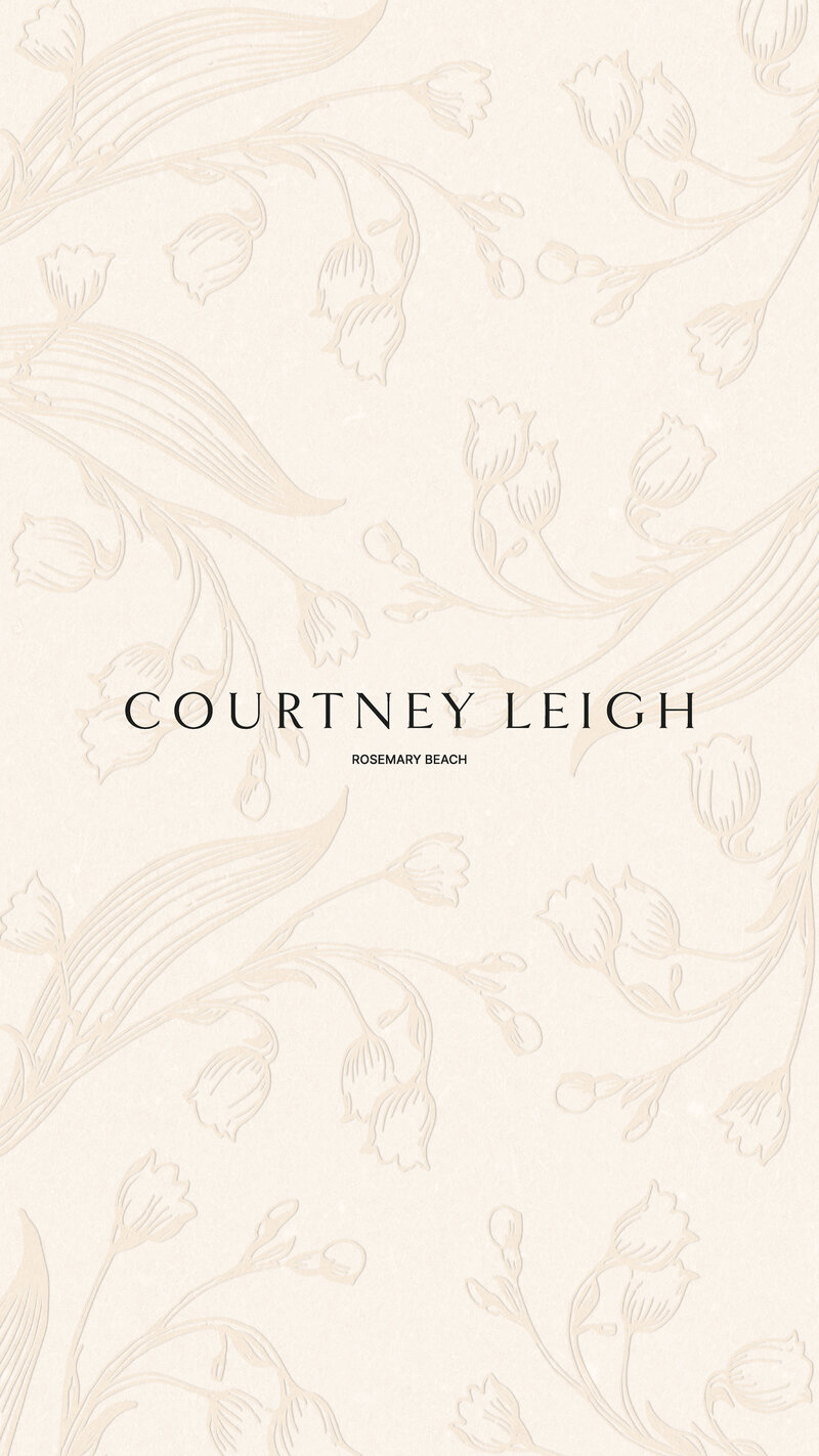 Courtney Leigh logo on an embossed floral texture background