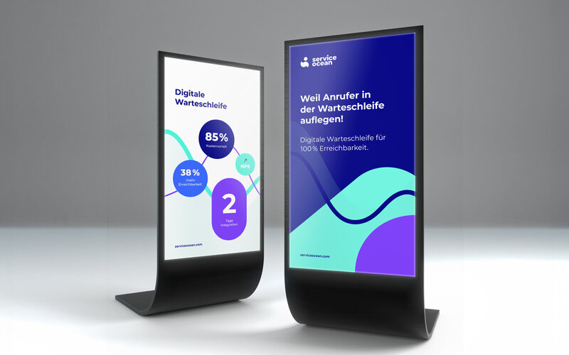 Markenkommunikation für Service Ocean – digitale Messevisualisierung mit Kundennutzen-Botschaften.