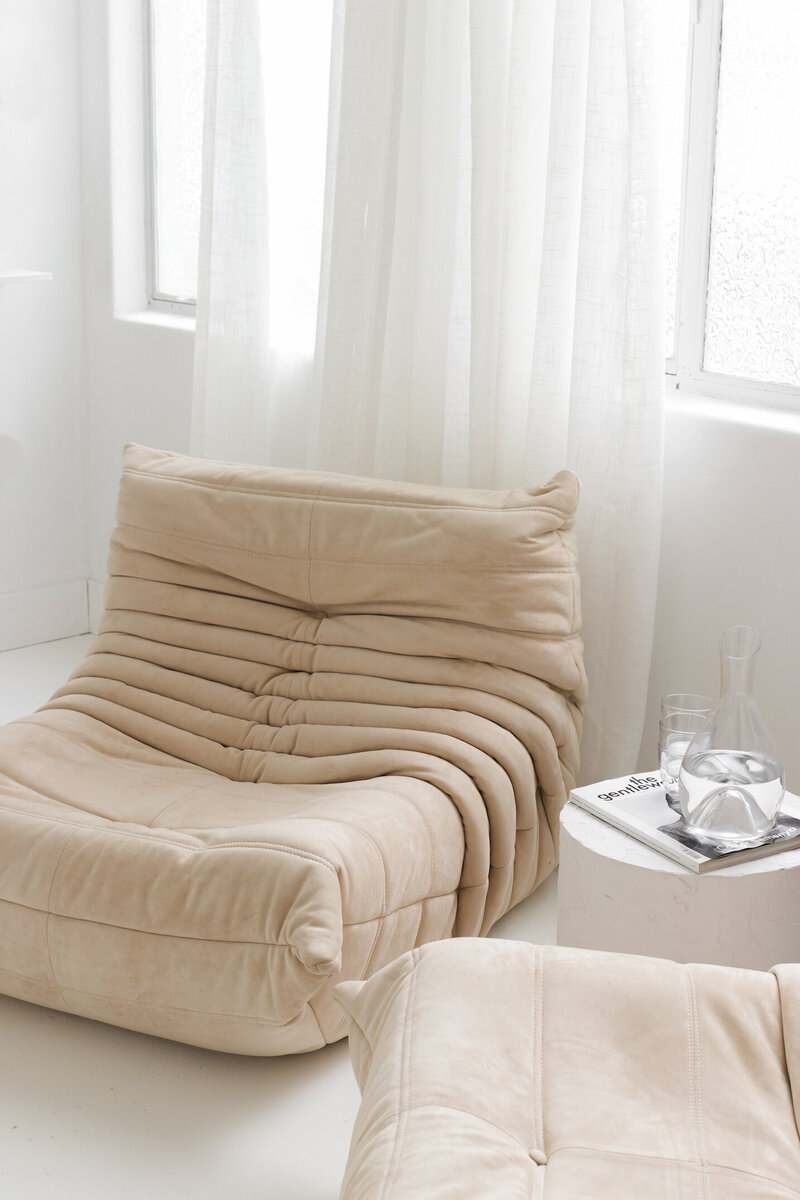 Luxury Italian leather chairs in white room