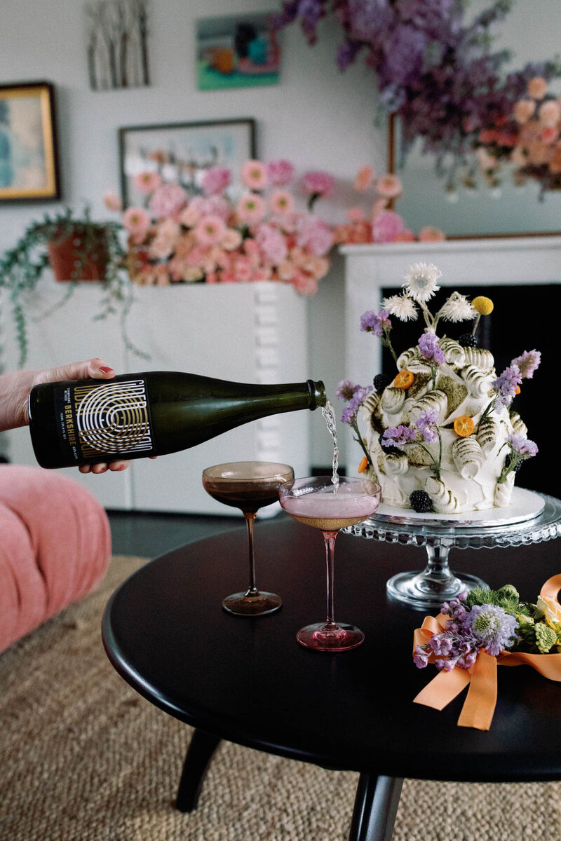 ct microwedding with berkshire cider project champagne cider yip studio cake and little sister creative florals