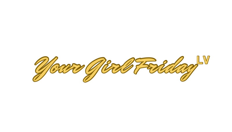 Your Girl Friday LV logo in gold script, representing a Las Vegas bridal hairstylist specializing in vintage and modern styles.