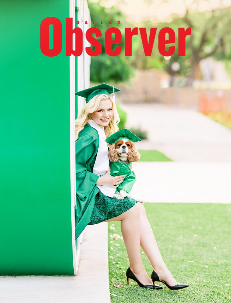 What started as a sweet graduation session at UNT turned into a viral sensation with over 13 million views! Lauren and her pup, Holly, were even featured on Good Morning Texas and in the Dallas Observer. 🐾🎓