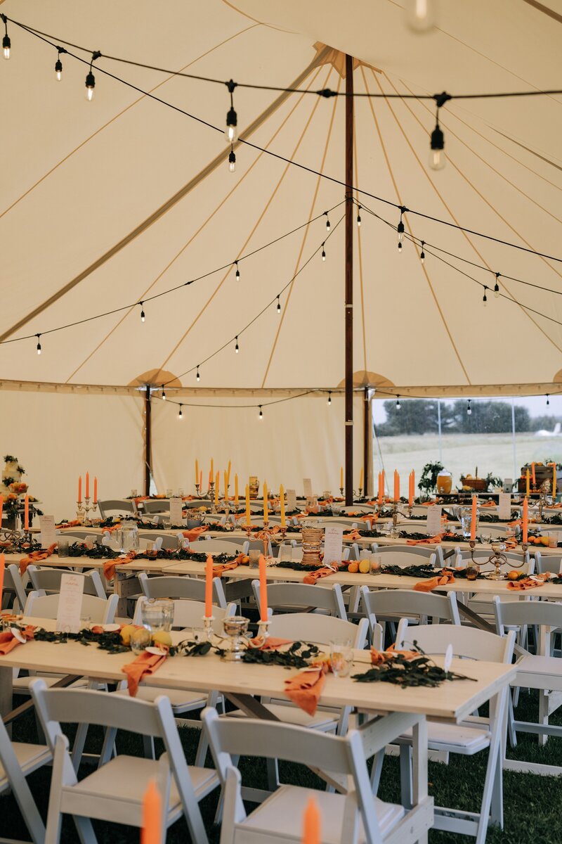 inside of stretch tents at farm chapel wedding venue in waimumu southland near gore