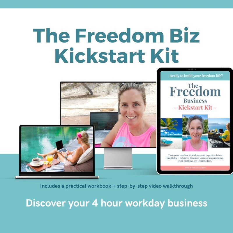 Discover how to build a freedom business, you can run in 4 hours a day, from home or anywhere in this free resource.  Includes a workbook + video training