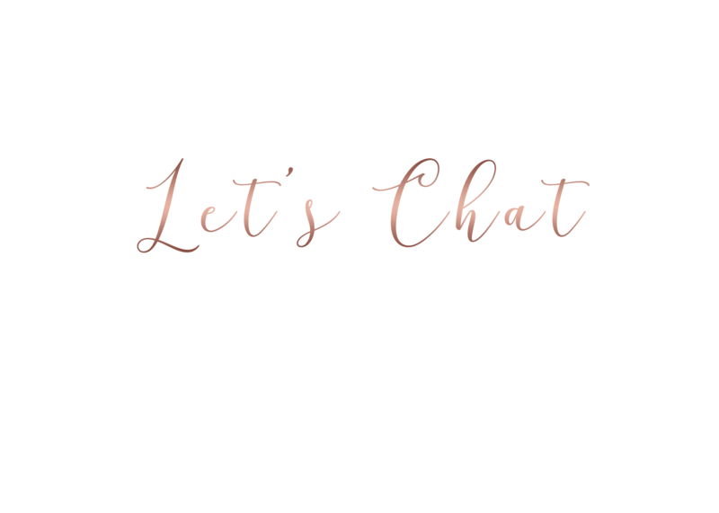 Copper script words that read "Let's Chat"