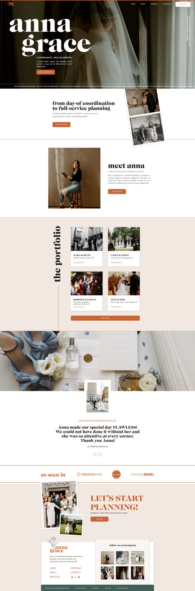 Website mockup by website and brand designer for photographers Palme Design Co