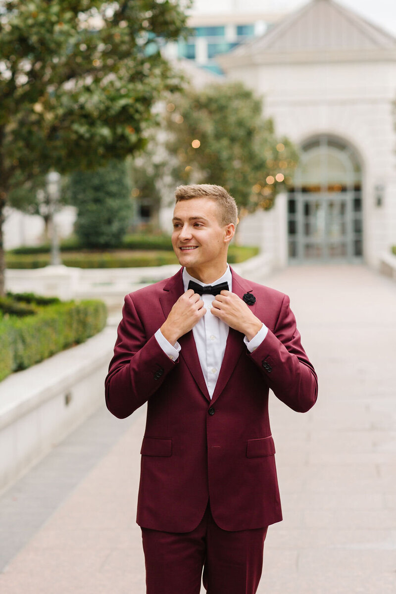 maroon-wedding-suit-black-bowtie