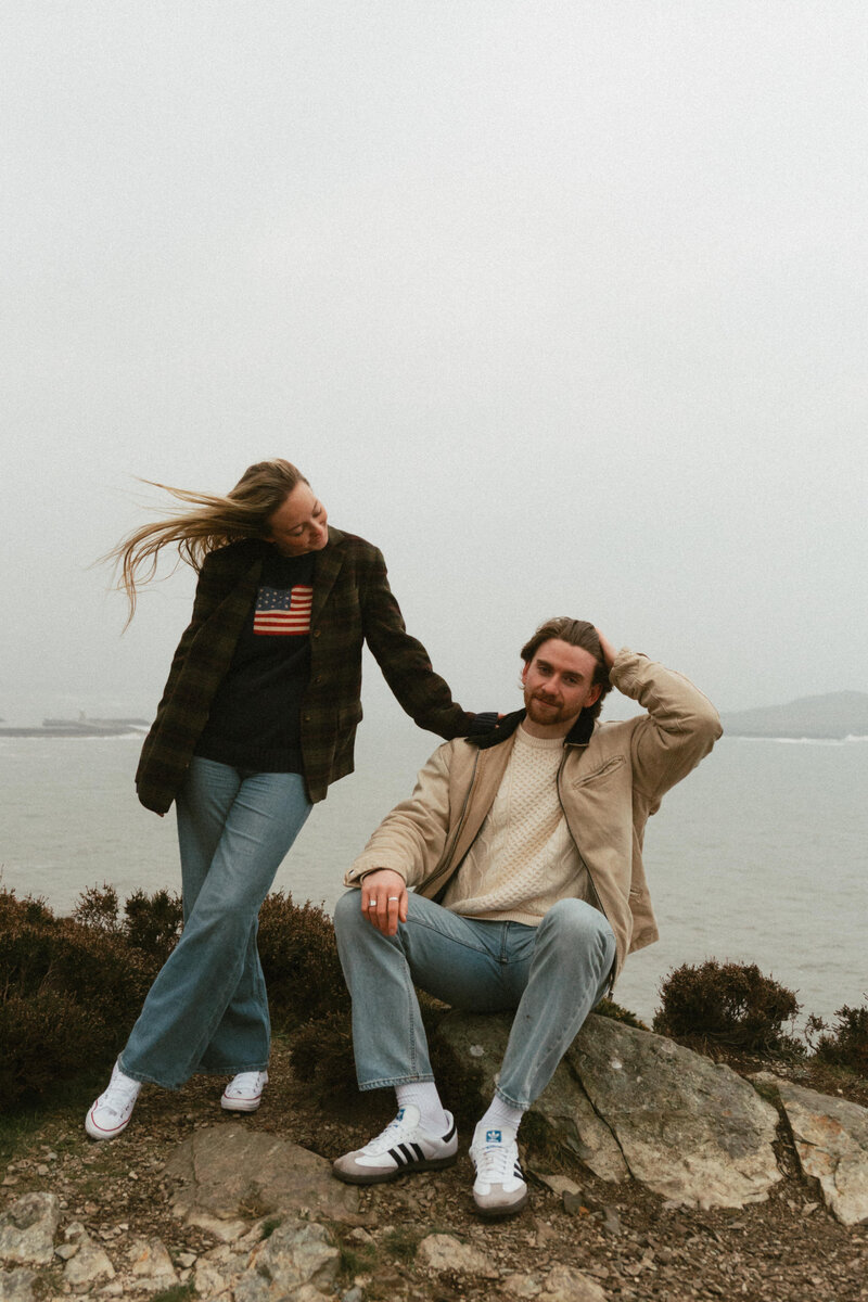 casual couples photos on lake michigan