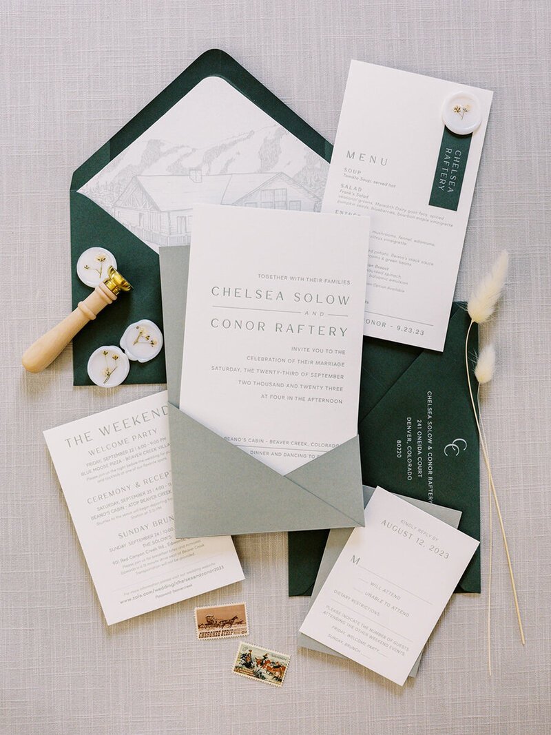 Modern Letterpress Pocket Invitation