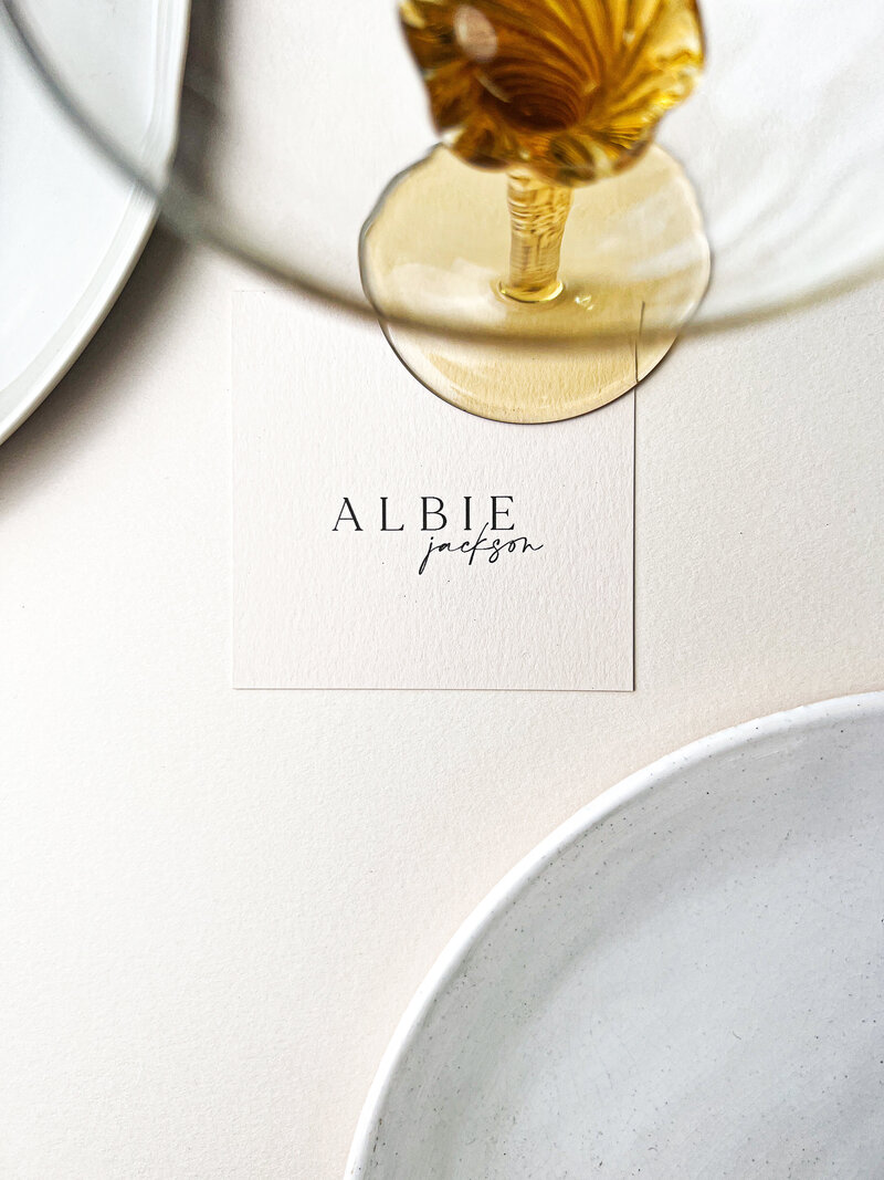 luxury designer name cards or place cards with art deco wine glass