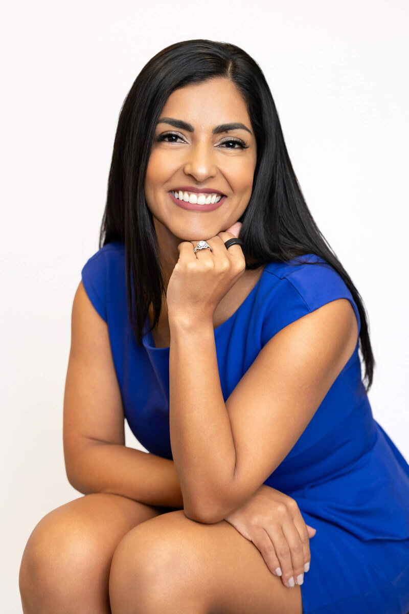 Headshot of woman taken at Sara Vaz's studio in Bountiful, Utah.