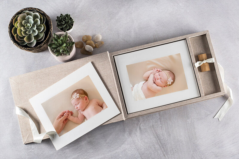 heirloom album and prints of maternity photos done in Gold Coast