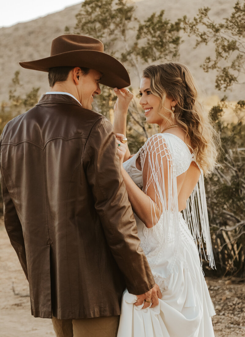Western couple eloping at Joshua Tree National Park