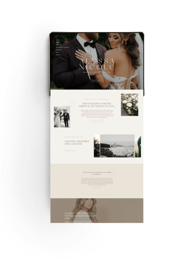 Showit website Alyssa Nicole Photography 
