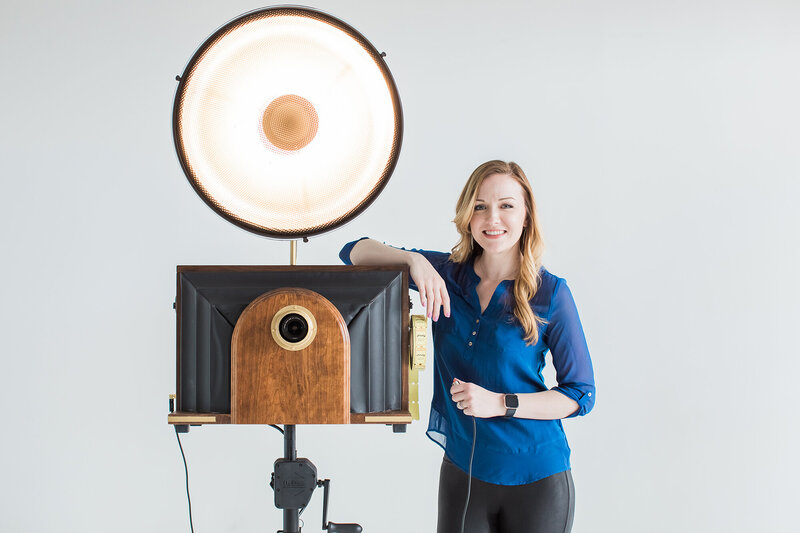 Bellows vintage black and white photo booth