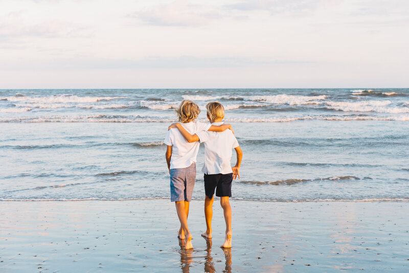 Twin boys at the beach on Kiawah Island SC