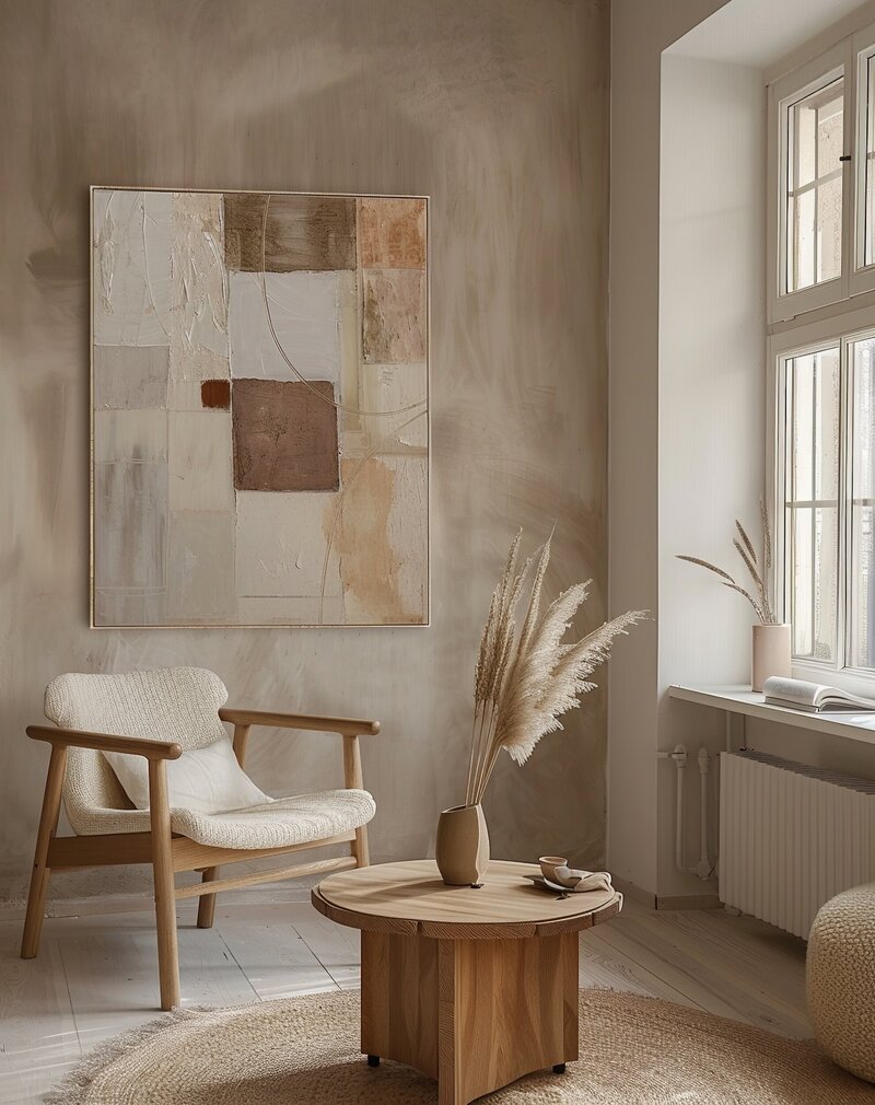 large-abstract-art-painting-style-peter-de-chirico-hanging-empty-wall-neutral
