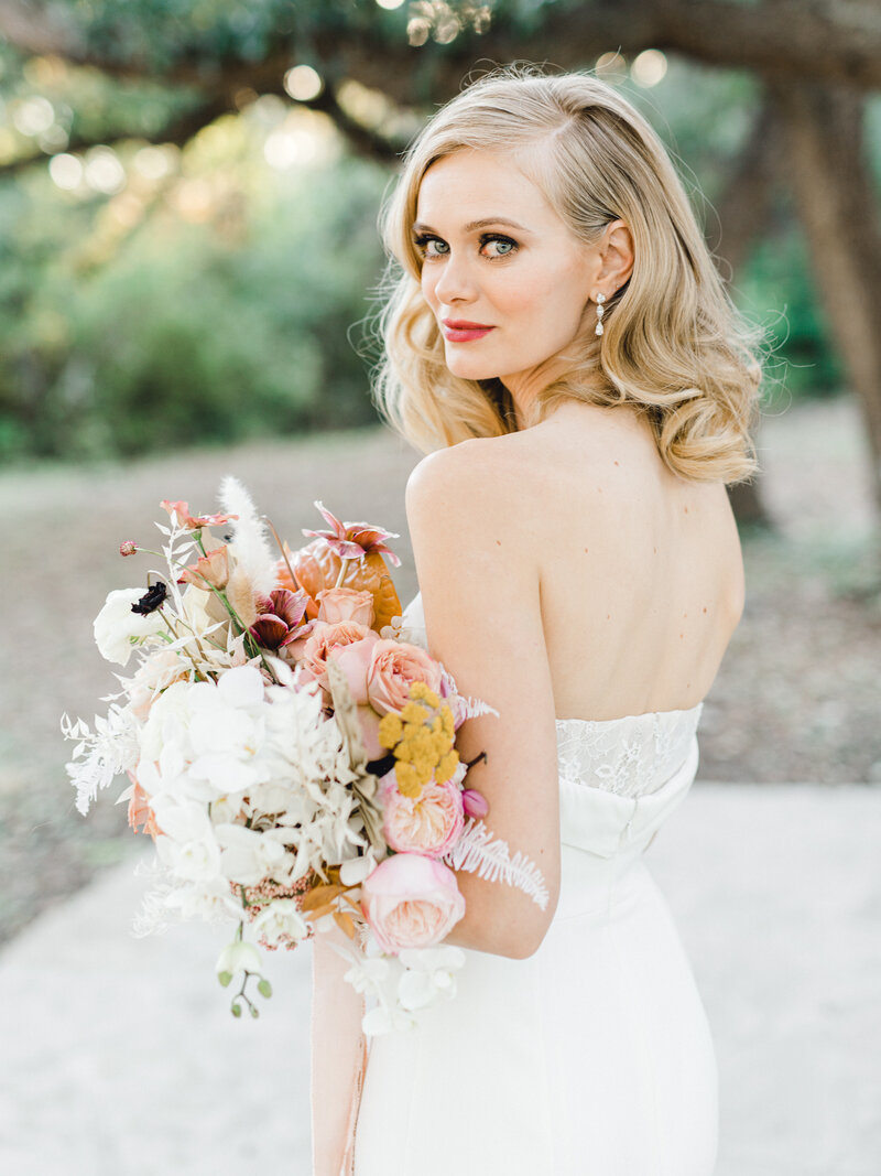colroful bride with florals