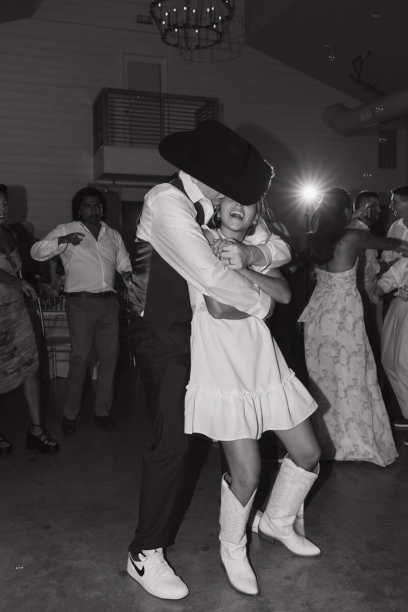Black and White Photo of Couple Dancing