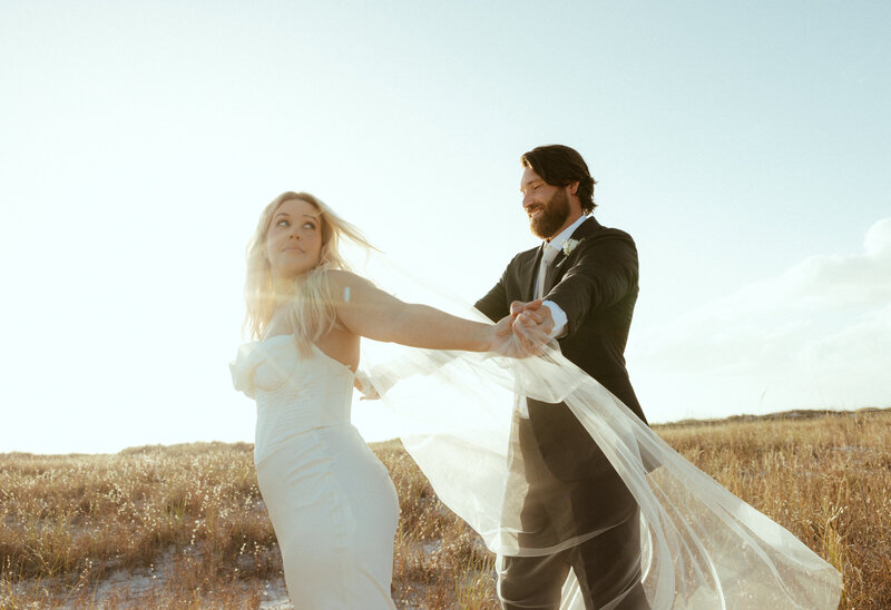 bride and groom on Florida island