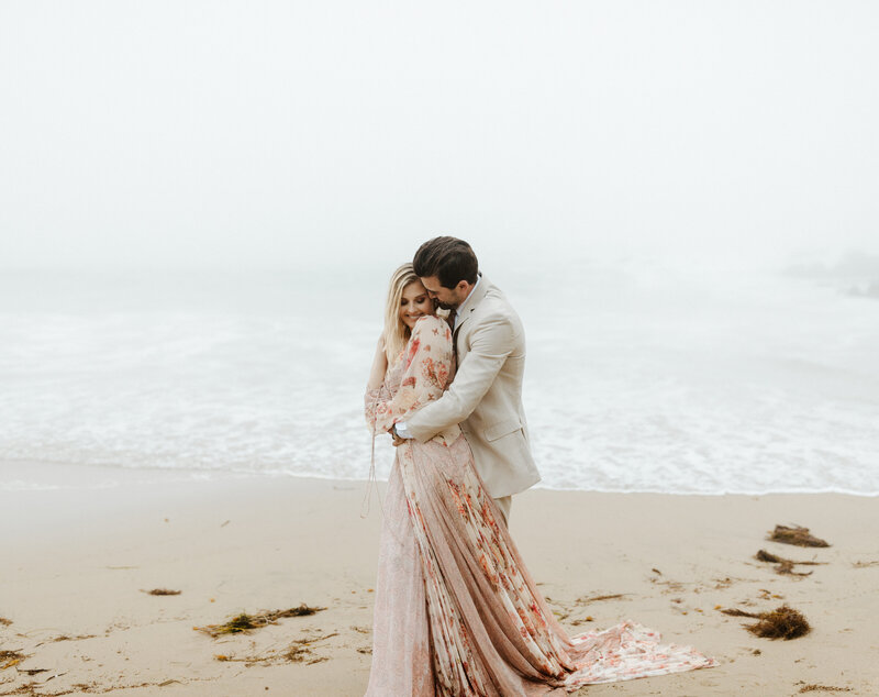 Bride and groom at Cannon Beach elopement