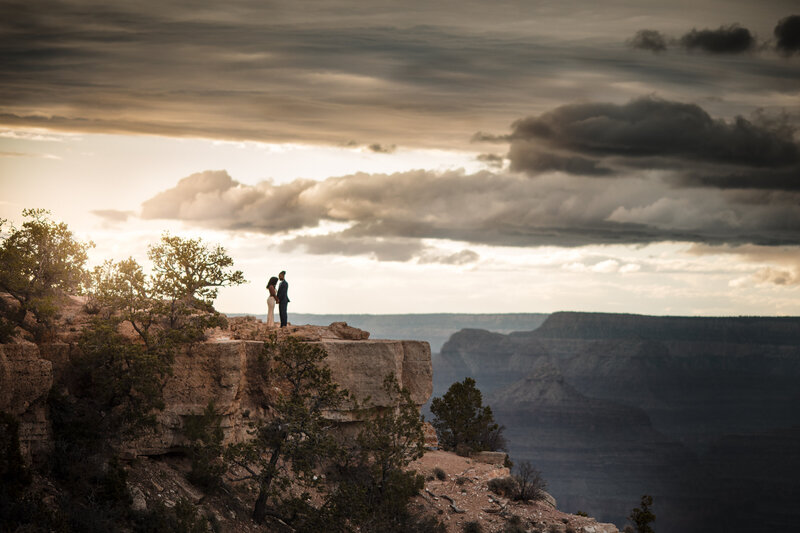 Engagement Couple on Cliff of Grand Canyon