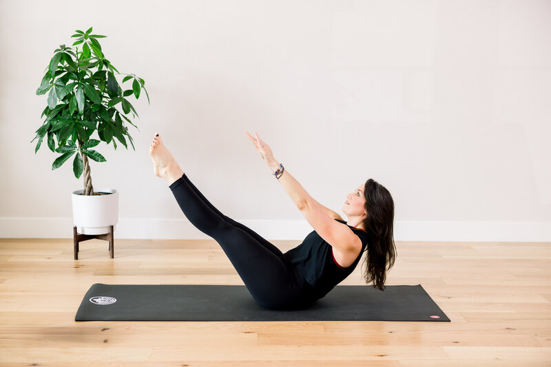 Health influencer doing pilates for new brand photos by Lisa Scontras