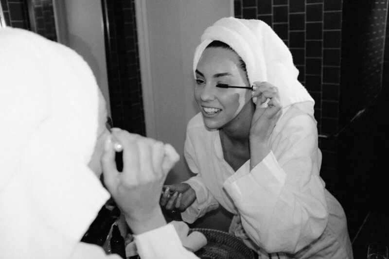 Bride getting ready for her elopement in brisbane