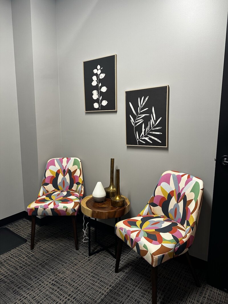 Bright and playful chairs with a modern pattern