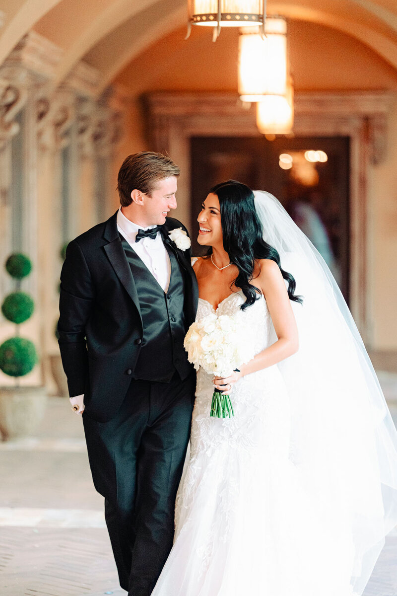Bride & groom walking for their wedding video in scottsdale, Arizona.