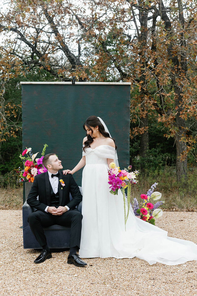 bride and groom portrait styled by Texas wedding planners