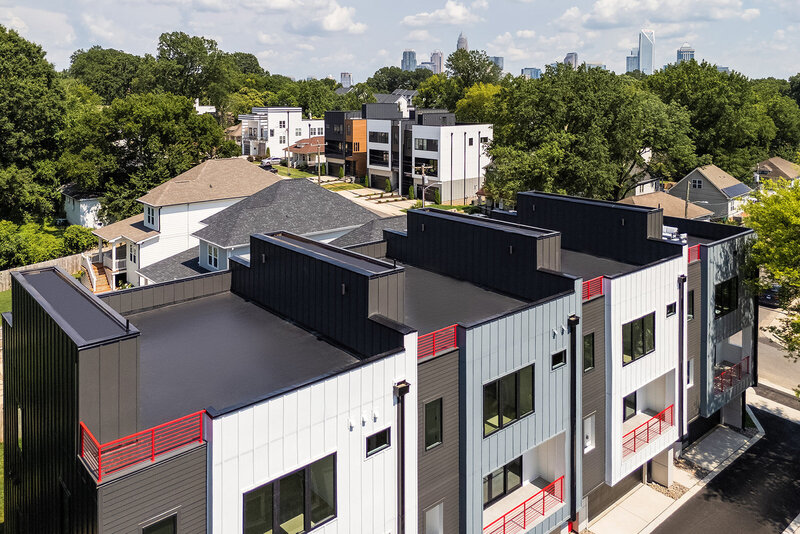 rooftop terraces in modern townhomes in Charlotte, NC