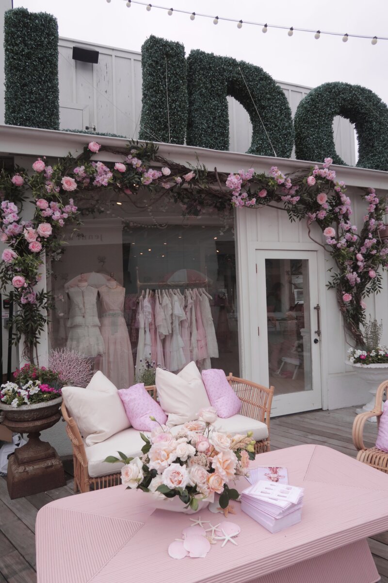 LoveShackFancy waterfront installation by The Works Collective | experiential event design in Newport Beach, California.
