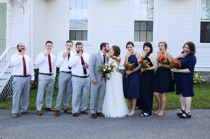 Bridal Party outside of the church | Acadia Wedding Photography