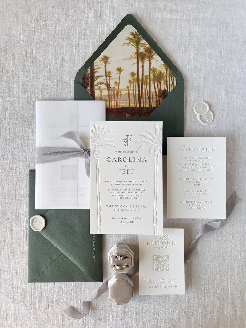 Watercolor accents desert inspired wedding invitations