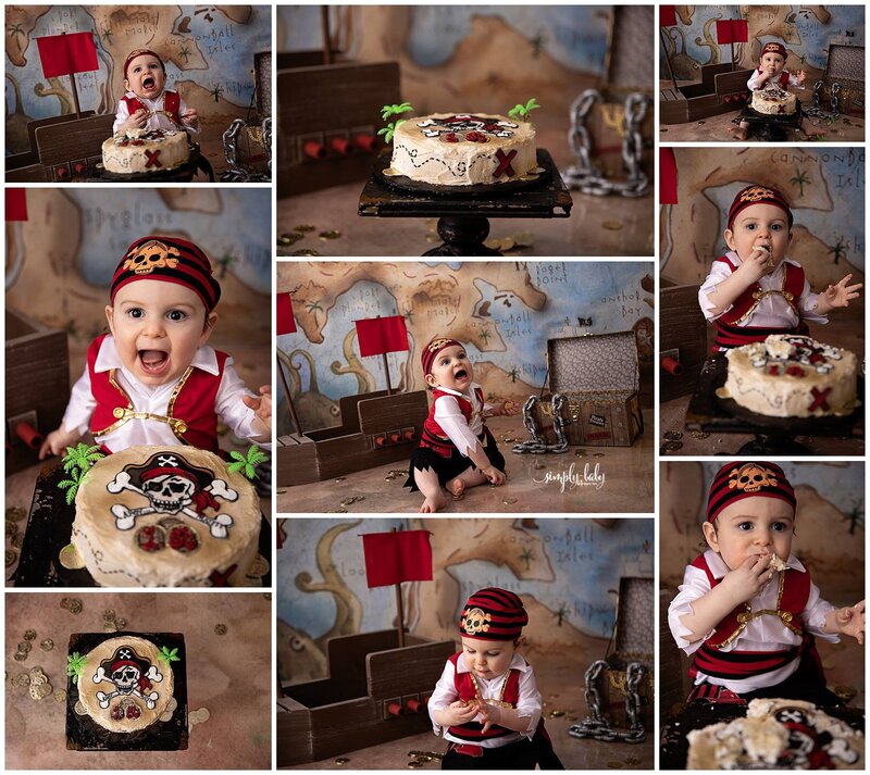 Burleson-Cakesmash-Photographer-Baby-Pictures-One-Year-Pirate-Cake-Smash