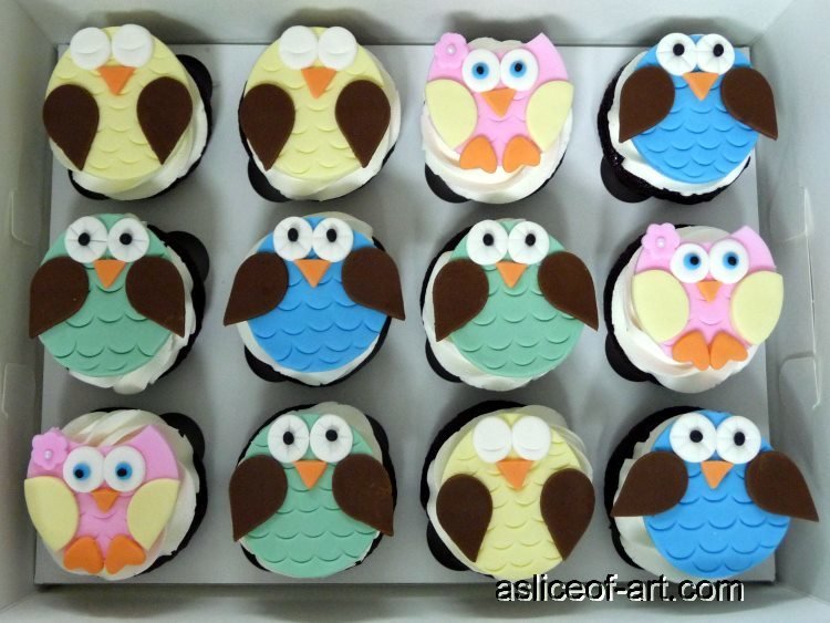 owl baby shower cupcake toppers