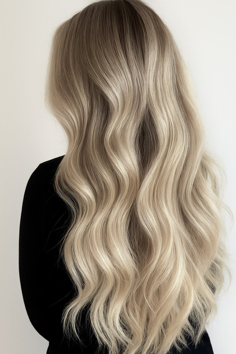 Luxury natural looking seamless blonde hair extensions on client looking for the best hair extensions in Wisconsin