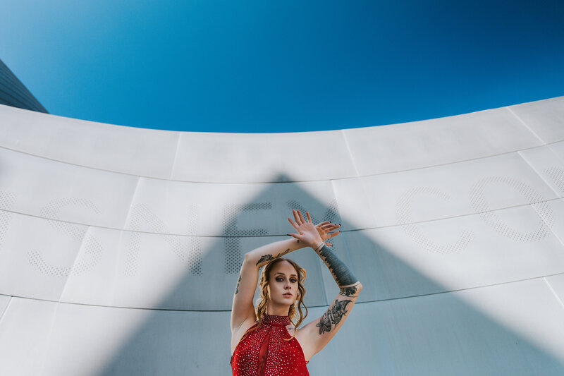 MODEL IN RED DRESS  