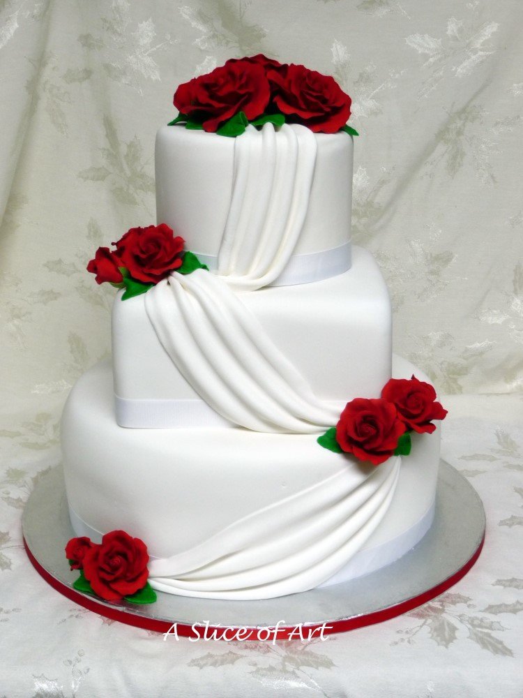 rose swag wedding cake