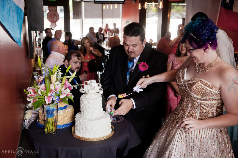 Cake-Cutting-Denver-Colorado-Restaurant-Wedding-Reception-The-Hornet-So-Broadway