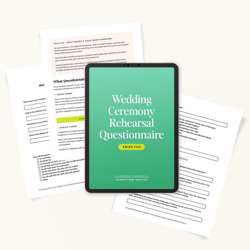 Ceremony Rehearsal Questionnaire 2