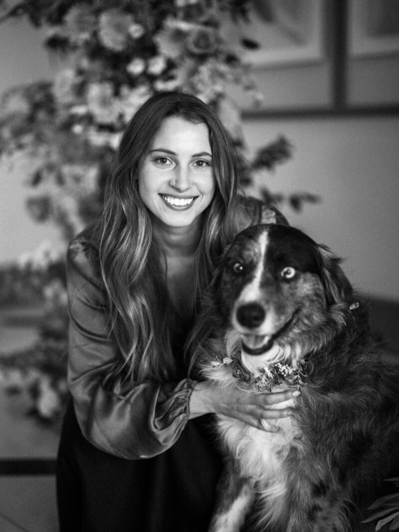 Wedding pet attendant walks dog down aisle at luxury vail colorado wedding