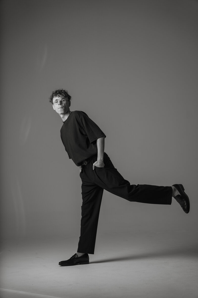 man in studio walking