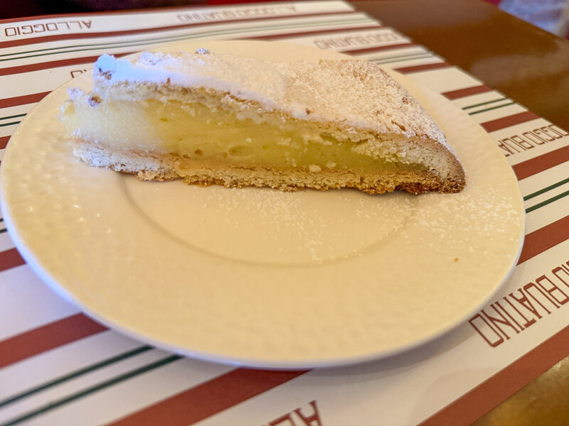 Pine nut cake at Locando Buatino in Lucca, Italy